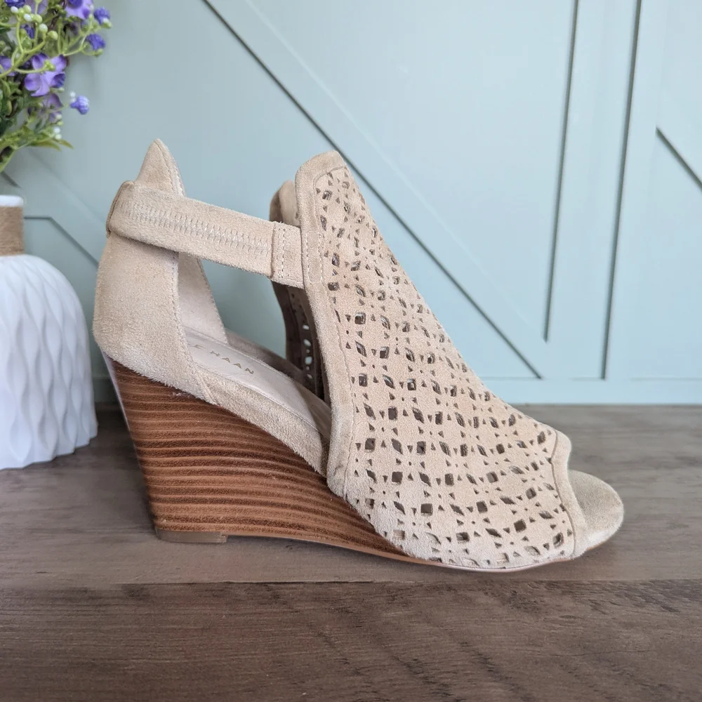 Cole Haan Edie Wedge Booties. These peep-toe wedge sandals